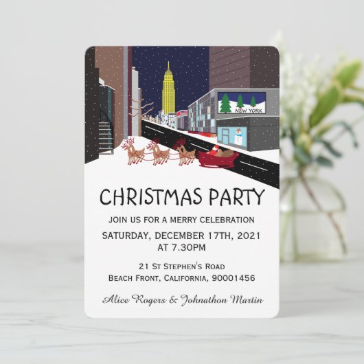 Kerstfeest in New York Kaart (Staand voorkant)