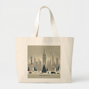 kerstfeest in new york   Vrijheidsbeeld vakantie Grote Tote Bag