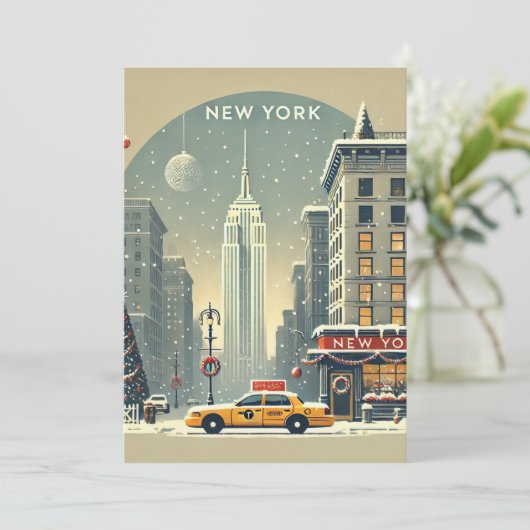 kerstfeest in new york | Vrijheidsbeeld vakantie Kaart (Staand voorkant)