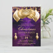 Kerstfeest in Paarse en gouden Baubles Kaart (Staand voorkant)