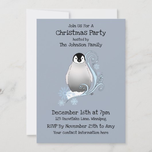 Kerstfeest in Penguin Kaart (Voorkant)