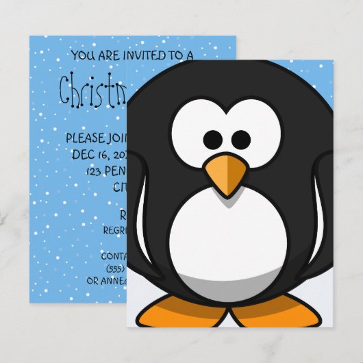 Kerstfeest in Penguin Kaart (Voorkant / Achterkant)