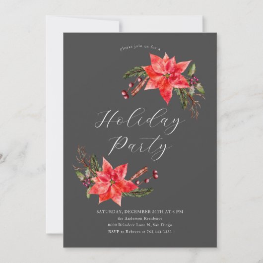 Kerstfeest in Poinsettia Kaart (Voorkant)