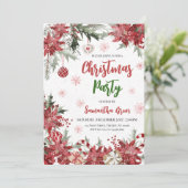 Kerstfeest in Poinsettia Kaart (Staand voorkant)