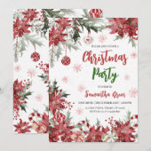 Kerstfeest in Poinsettia Kaart (Voorkant / Achterkant)