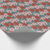  kerstfeest in Poinsettias Floral Cadeaupapier (Hoek)