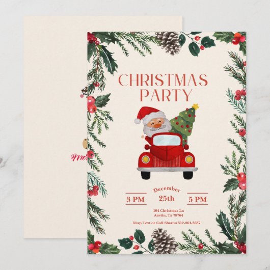 Kerstfeest in Santa Merry Kaart (Voorkant / Achterkant)