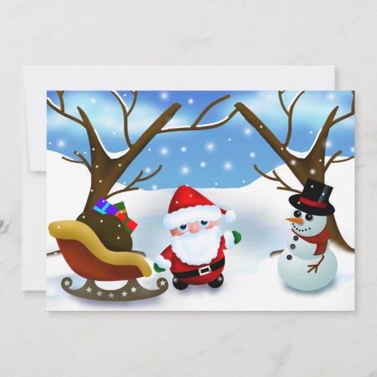 Kerstfeest in Santa Snowman Kaart (Achterkant)