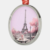 Kerstfeest in zacht roze metalen ornament (Links)