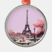 Kerstfeest in zacht roze metalen ornament (Voorkant)