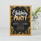 Kerstfeest in zwart-wit en goud kaart (Staand voorkant)