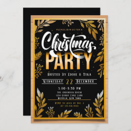 Kerstfeest in zwart-wit en goud kaart