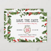 Kerstfeest Jaarlijks Feest Save the Date Aankondigingskaart (Voorkant / Achterkant)