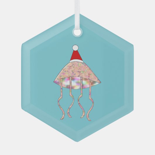 kerstfeest Jellyfish Glas Ornament (Voorkant)