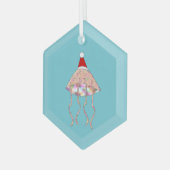 kerstfeest Jellyfish Glas Ornament (Voorkant links)