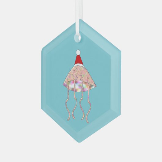 kerstfeest Jellyfish Glas Ornament (Voorkant links)