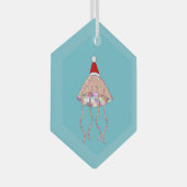 kerstfeest Jellyfish Glas Ornament (Voorkant Rechts)