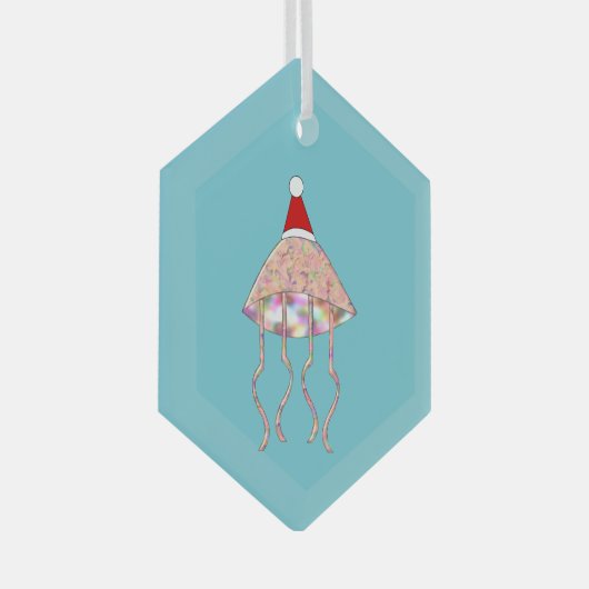 kerstfeest Jellyfish Glas Ornament (Voorkant Rechts)