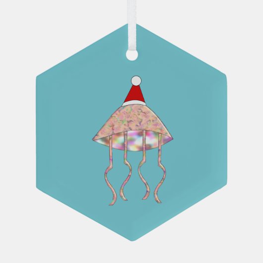 kerstfeest Jellyfish Glas Ornament (Achterkant)