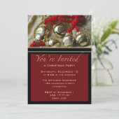 Kerstfeest Jingle Bells Uitnodiging (Staand voorkant)