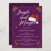 Kerstfeest Jingle en Mingle Paarse thema Kaart (Voorkant / Achterkant)