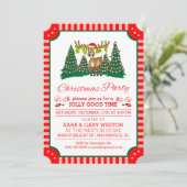Kerstfeest Jolly Good Time Rendier Rood Wit Kaart (Staand voorkant)