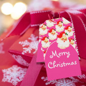 Kerstfeest Jolly Santa Claus Merry Pink Groet Cadeaulabel