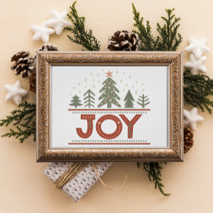Kerstfeest Joy Boho Holiday Poster