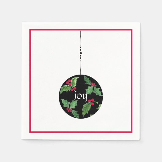 Kerstfeest Joy Cocktail Napkin Servet (Voorkant)