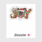 Kerstfeest Joy Dwarf Stocking Black Bulldog Sticker (Vel)