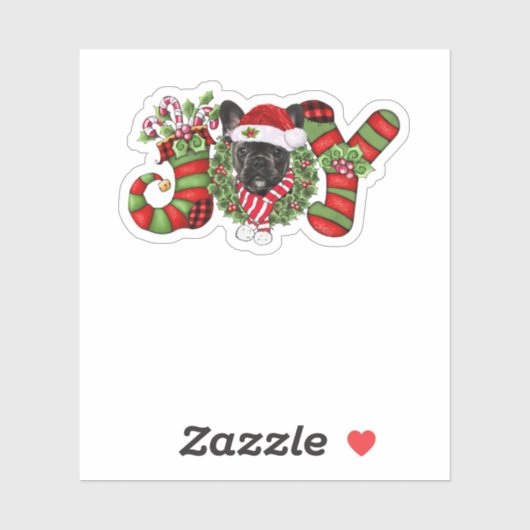 Kerstfeest Joy Dwarf Stocking Black Bulldog Sticker (Vel)