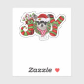Kerstfeest Joy Dwarf Stocking Black Chihuahua Sticker (Vel)