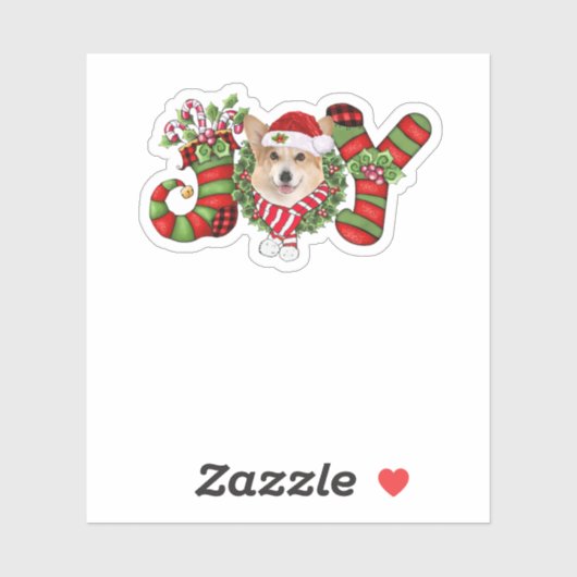 Kerstfeest Joy Dwarf Stocking Corgi Sticker (Vel)