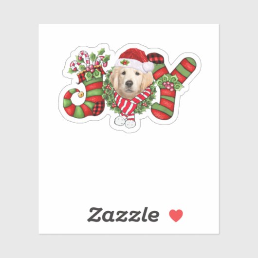 Kerstfeest Joy Dwarf Stocking Golden Retriever Sticker (Vel)