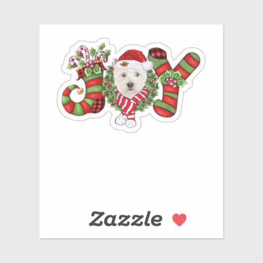 Kerstfeest Joy Dwarf Stocking West Highland White Sticker (Vel)