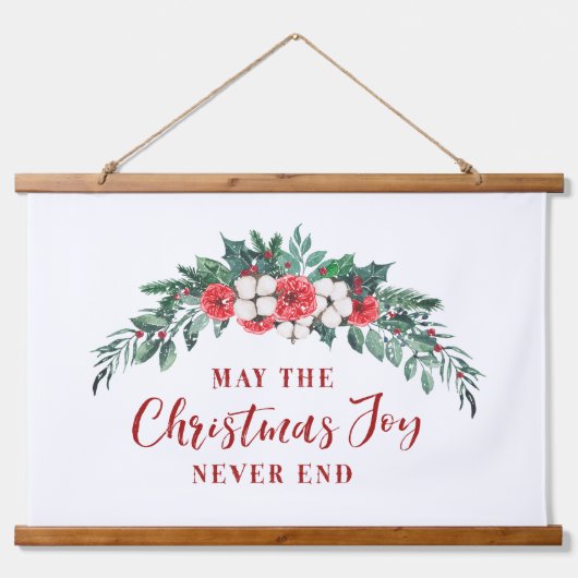 Kerstfeest Joy Evergreen Bouquet Hangend Wandkleed (Voorkant)