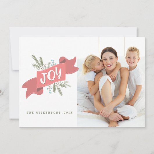 Kerstfeest Joy Holiday Banner Fotogroet Feestdagenkaart (Voorkant)