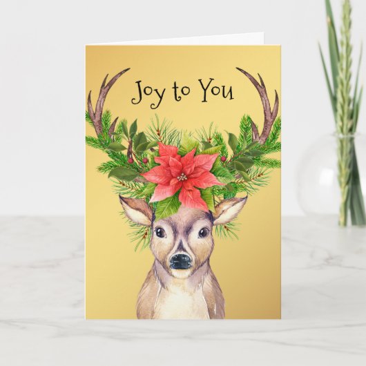 Kerstfeest Joy Holiday Deer Illustratie Feestdagen Kaart (Voorkant)