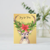 Kerstfeest Joy Holiday Deer Illustratie Feestdagenkaart (Staand voorkant)