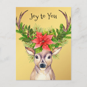 Kerstfeest Joy Holiday Deer Illustratie Feestdagenkaart
