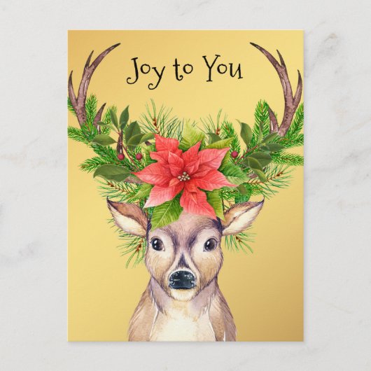 Kerstfeest Joy Holiday Deer Illustratie Feestdagenkaart (Voorkant)