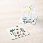 Kerstfeest Joy Kardinaal Bird Berries Kartonnen Onderzetters (Insitu)