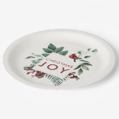 Kerstfeest Joy Kardinaal Bird Berries Papieren Bordje (Gekanteld)