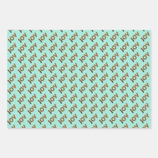 Kerstfeest Joy Leopard Pattern Inpakpapier Vel (Voorkant 2)