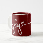 Kerstfeest Joy Lettering Hand Drawn Pink Snowflake Tweekleurige Koffiemok (Voorkant links)