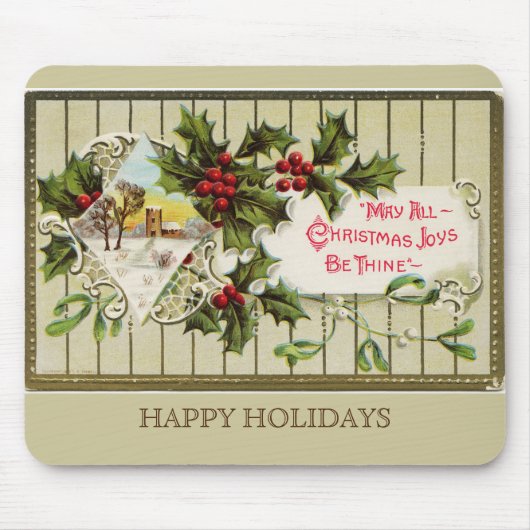 Kerstfeest Joy Prettige feestdagen Mousepad Muismat (Voorkant)