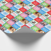 Kerstfeest Joy Snowflake Pastels Voeg gezinsfoto's Cadeaupapier (Hoek)