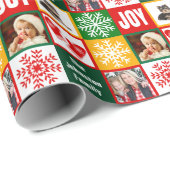 Kerstfeest Joy Snowflake voegt je eigen familiefot Cadeaupapier (Rol Hoek)