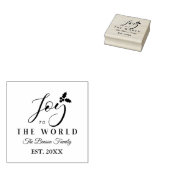Kerstfeest Joy to the World Quote Whimsical Script Rubberstempel (Gestempeld)