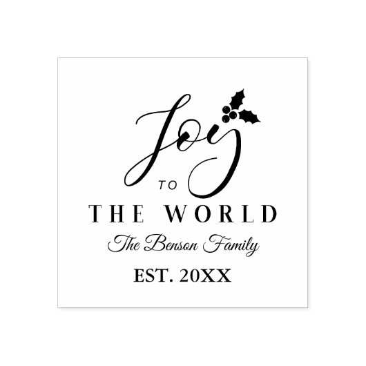 Kerstfeest Joy to the World Quote Whimsical Script Rubberstempel (Afrduk)
